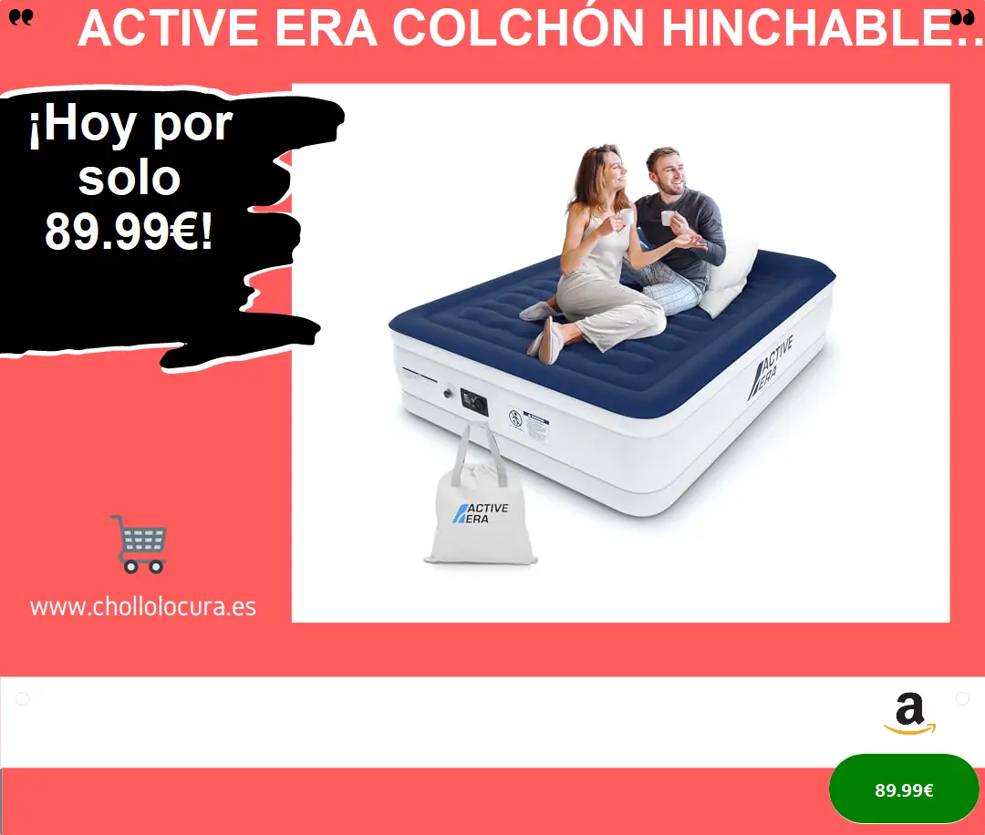 ¿Descansa como un rey en tu hogar con el colchón inflable más avanzado de la era activa? Inflación rápida en 3 minutos, soporte para cuello y cabeza, estructura duradera y bolsa de transporte incluida!