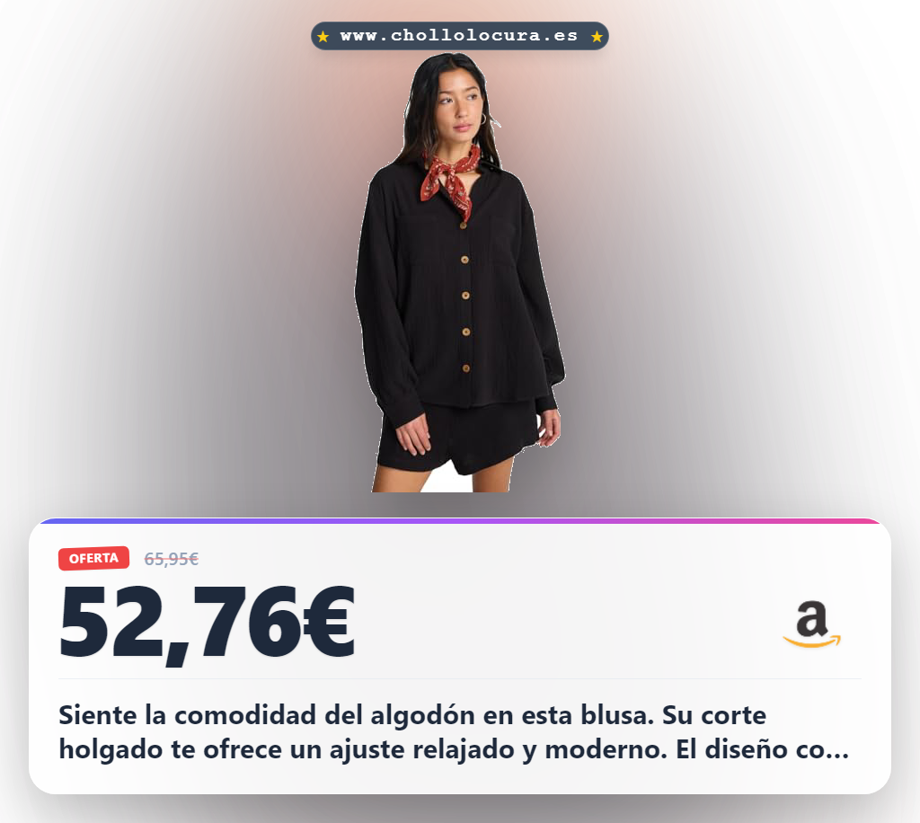 Aprovecha la blusa BILLABONG Swell negra de algodón con corte holgado y detalles metálicos en oferta histórica