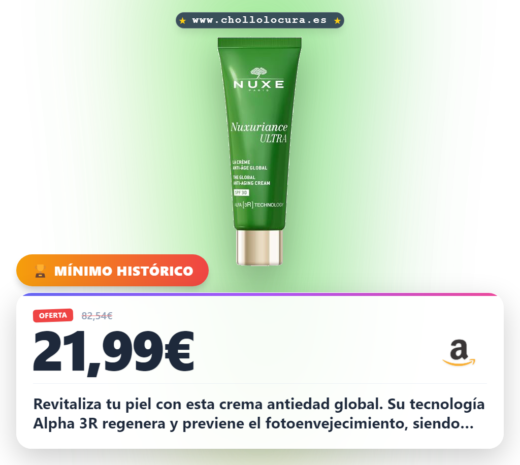 Aprovecha la crema Nuxe Nuxuriance Ultra con SPF30 y tecnología Alpha para una piel revitalizada al mejor precio