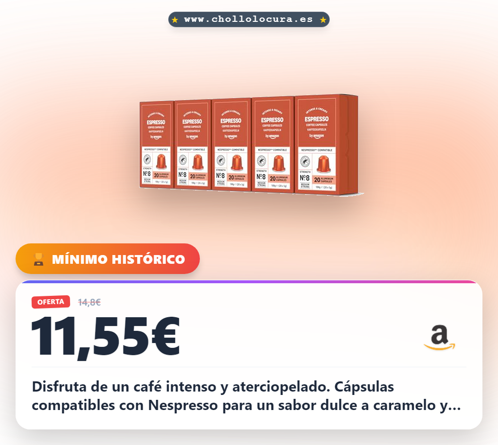 Aprovecha 100 cápsulas de café Espresso Nespresso tueste claro con certificado Rainforest Alliance