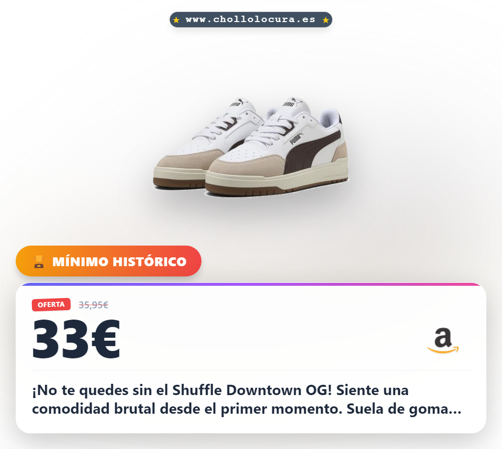¡No te quedes sin el Shuffle Downtown OG! Siente una comodidad brutal desde el primer momento. Suela de goma duradera y estilo que no pasa de moda. ¡Un precio de locura que no puedes dejar pasar!