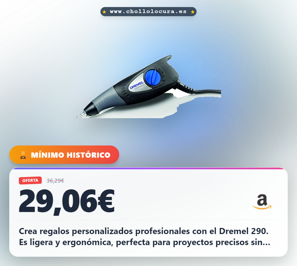 Aprovecha la Dremel 290 Hobby para crear regalos personalizados. Herramienta ergonómica y ligera con puntas incluidas al mejor precio