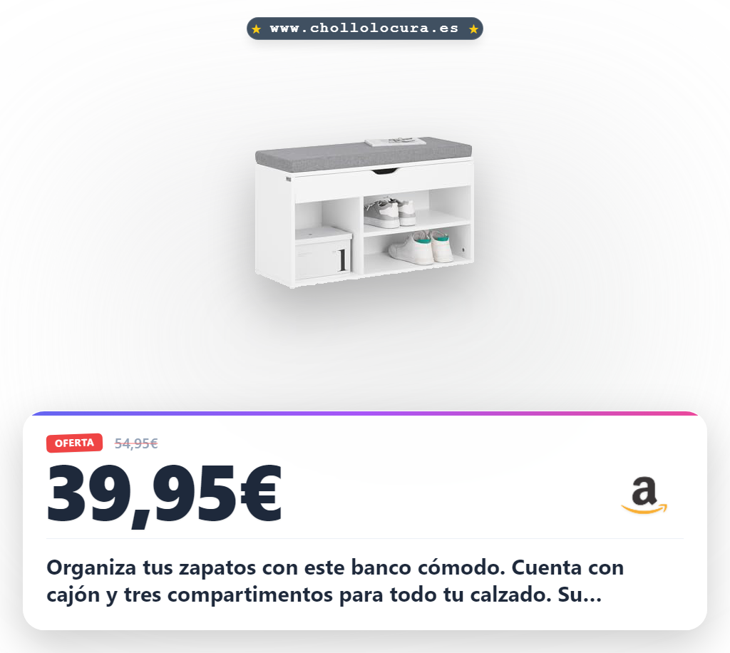 Aprovecha el banco zapatero blanco con cajón y 3 compartimentos para entrada y dormitorio.