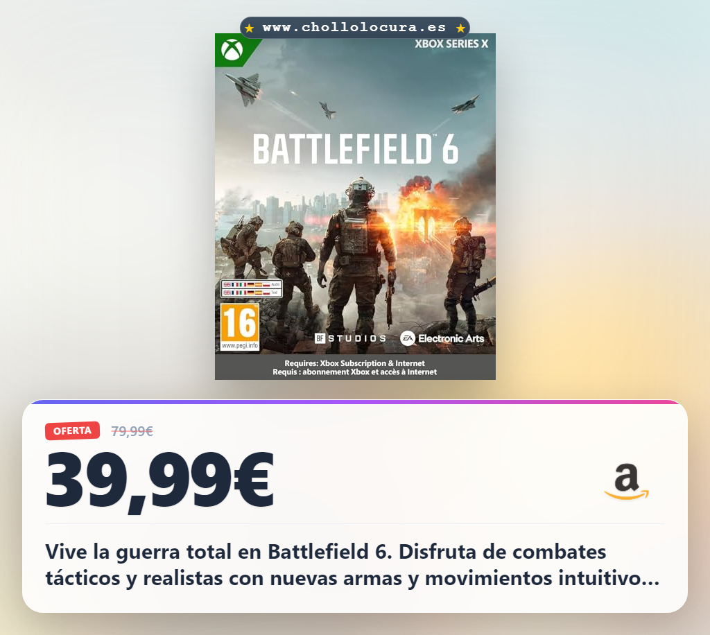 Aprovecha Battlefield 6 Standard Edition para Xbox Series X|S y disfruta de combate táctico global en oferta