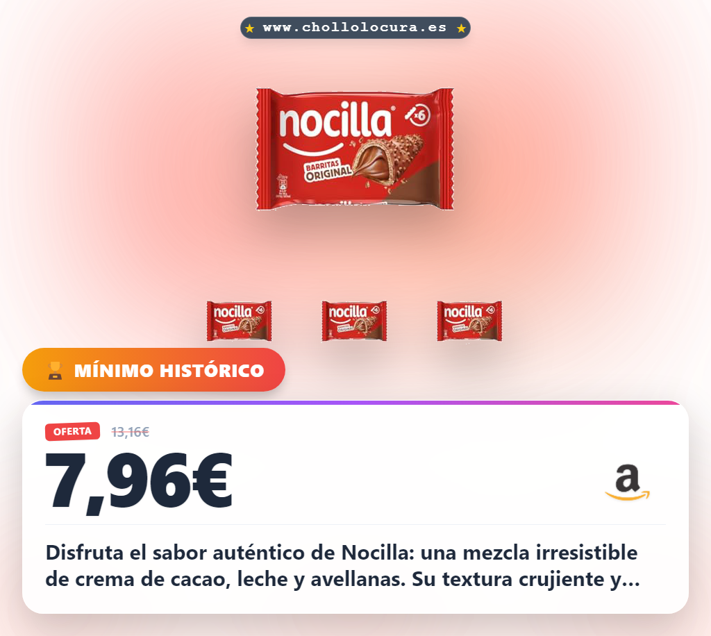 Aprovecha las barritas Nocilla Original con crema de cacao y avellanas. Pack de 6 para disfrutar al mejor precio.