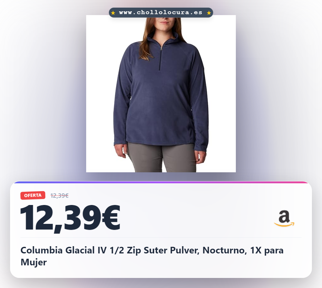 Columbia Glacial IV 1/2 Zip Suter Pulver, Nocturno, 1X para Mujer