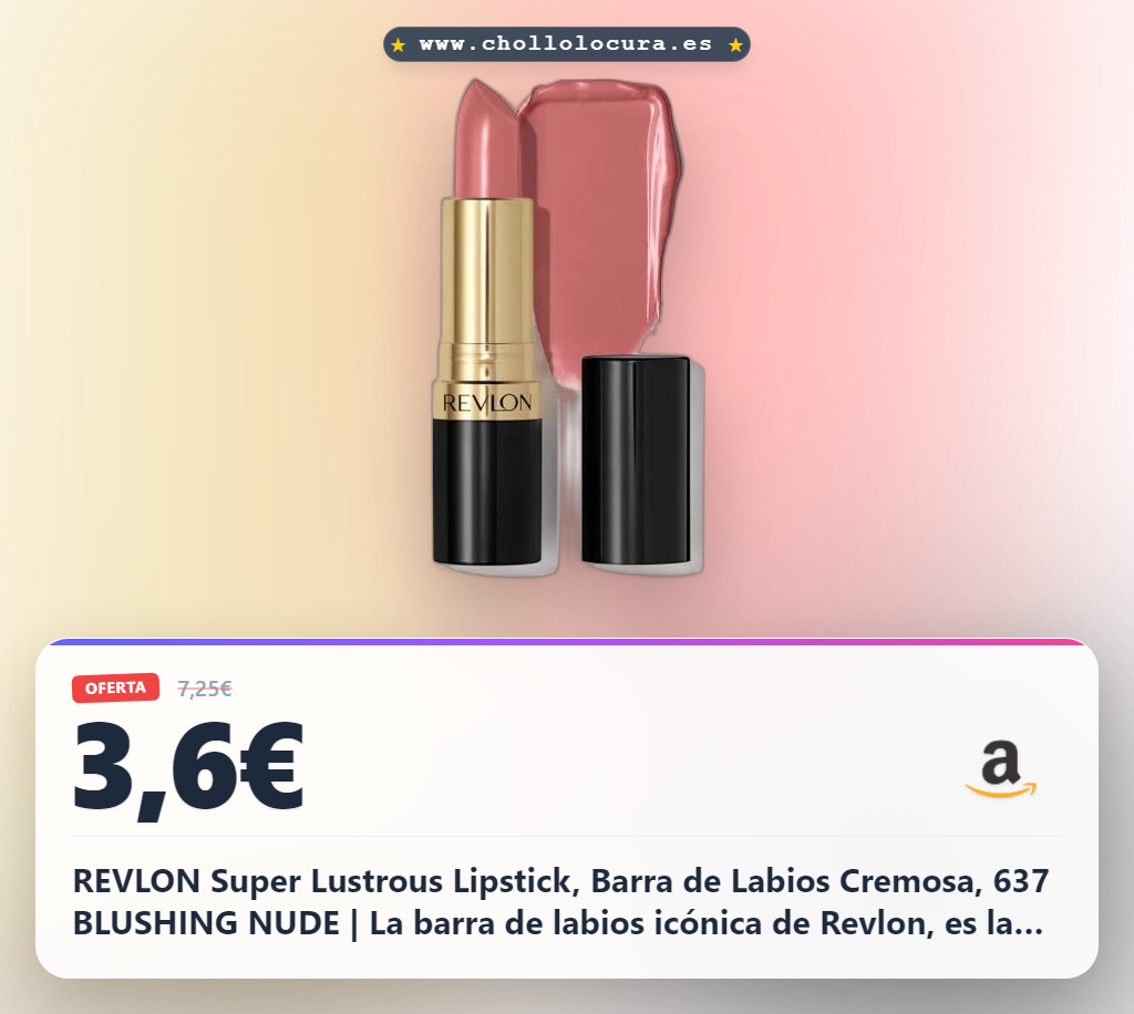 REVLON Super Lustrous Lipstick, Barra de Labios Cremosa, 637 BLUSHING NUDE | La barra de labios icónica de Revlon, es la perfecta combinación de un color intenso en una fórmula súper hidratante.