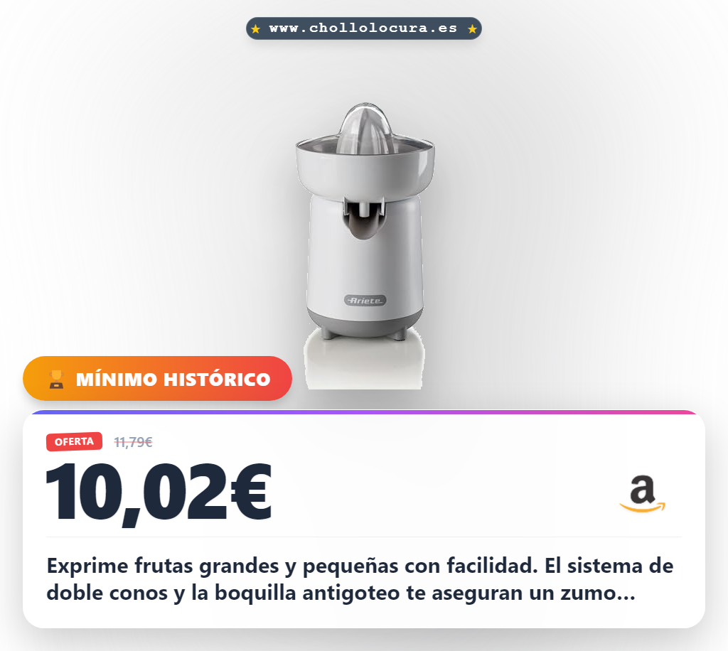 Aprovecha el exprimidor eléctrico Ariete Breakfast 418 con doble cono para frutas grandes y pequeñas en oferta