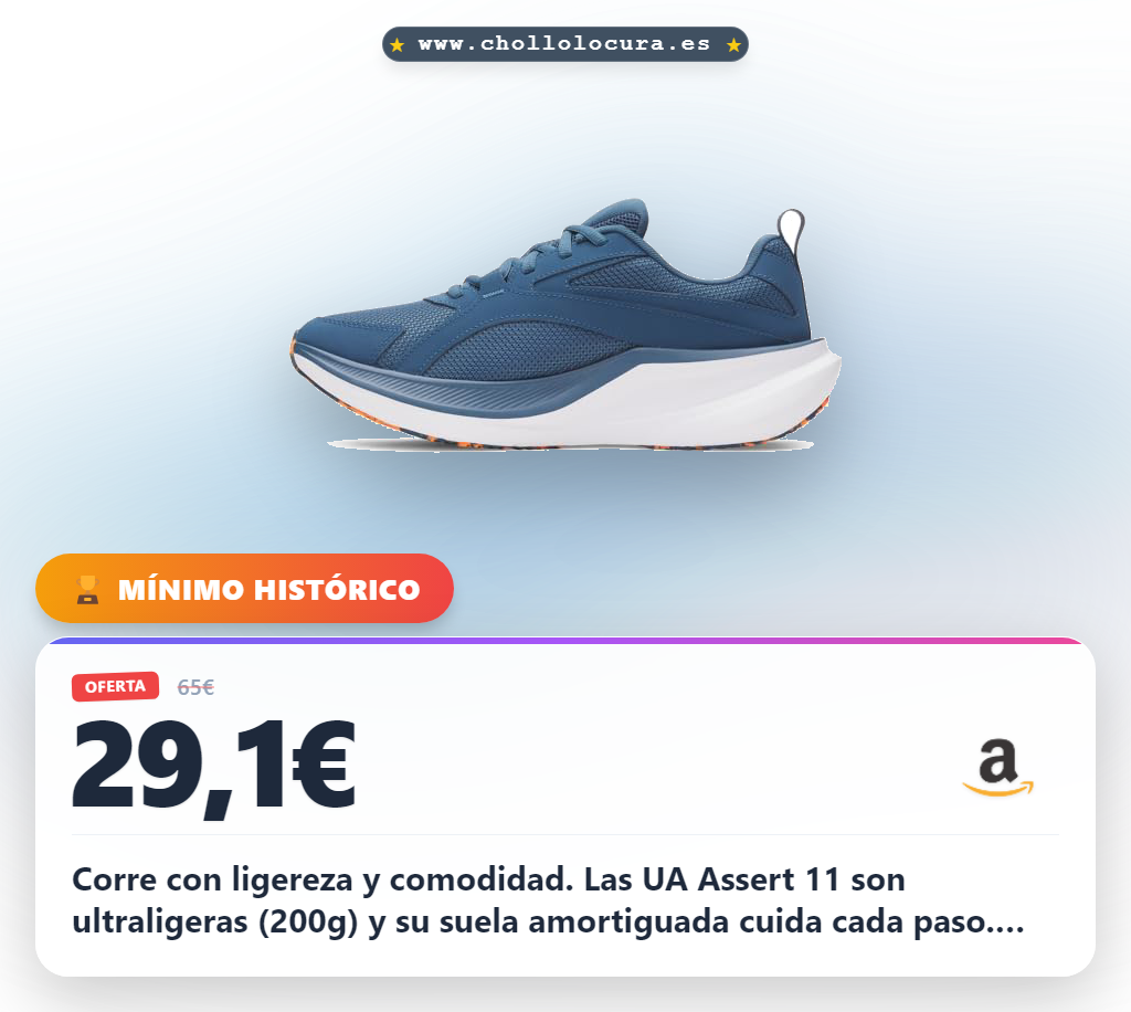 Llévate las zapatillas Under Armour UA Assert 11, 40 EU, ligeras (200g) y con suela amortiguada a precio de chollo