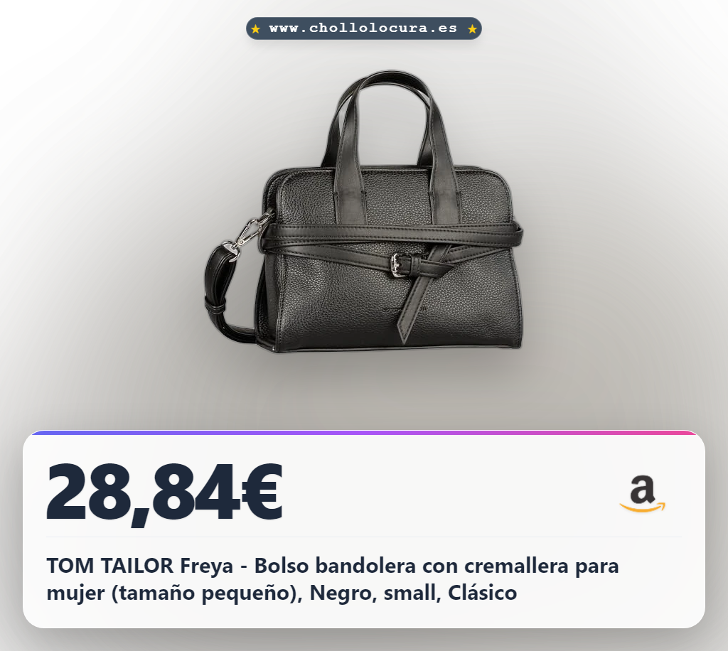 TOM TAILOR Freya - Bolso bandolera con cremallera para mujer (tamaño pequeño), Negro, small, Clásico