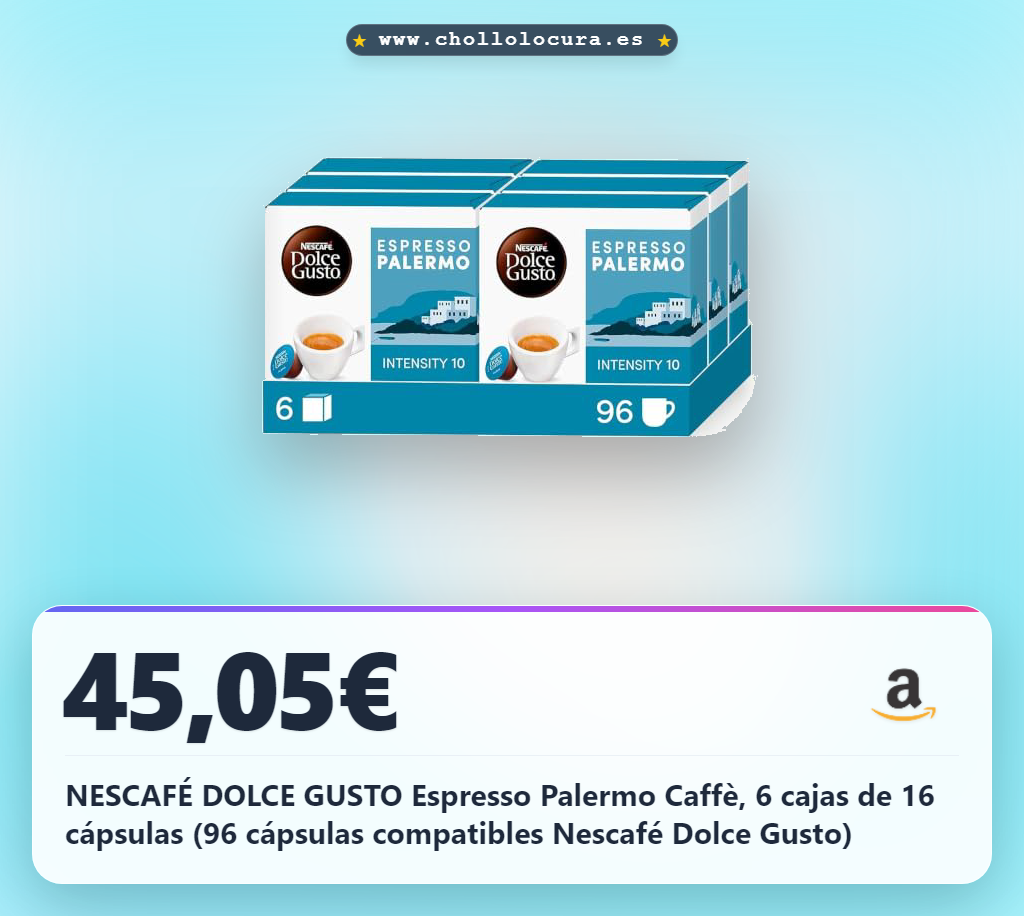 NESCAFÉ DOLCE GUSTO Espresso Palermo Caffè, 6 cajas de 16 cápsulas (96 cápsulas compatibles Nescafé Dolce Gusto)