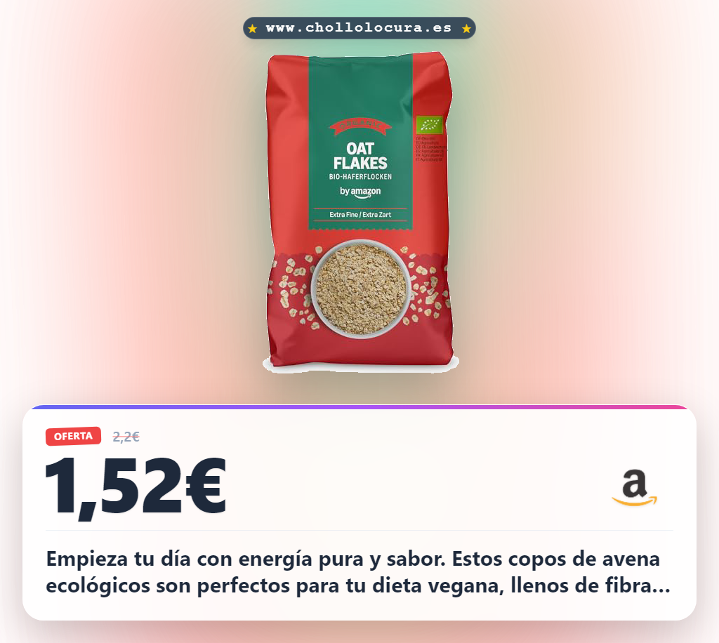 Adquiere copos de avena ecológicos con alto contenido en fibra y proteína, perfectos para dietas vegetarianas y veganas.