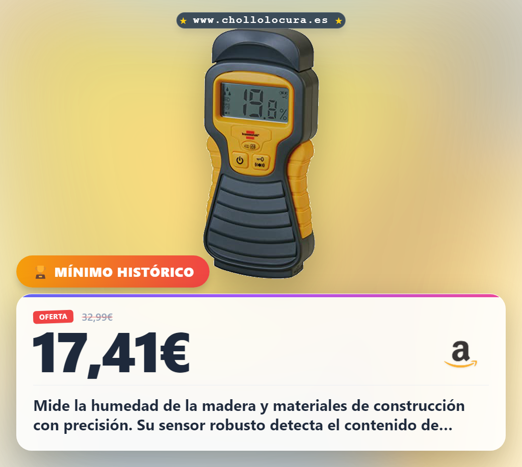 Aprovecha este medidor de humedad profesional para madera y construcción en oferta histórica