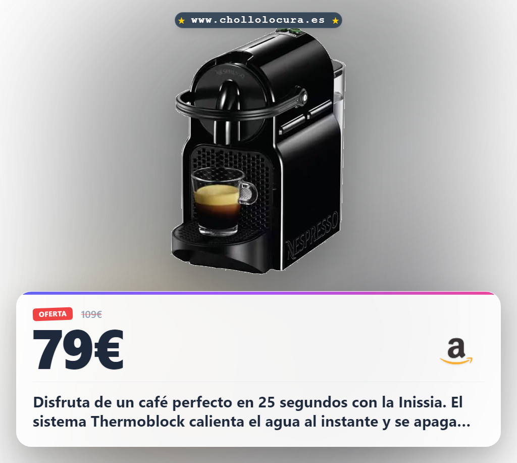 Aprovecha la cafetera Nespresso De'Longhi Inissia con Thermoblock y 7 cápsulas en oferta histórica