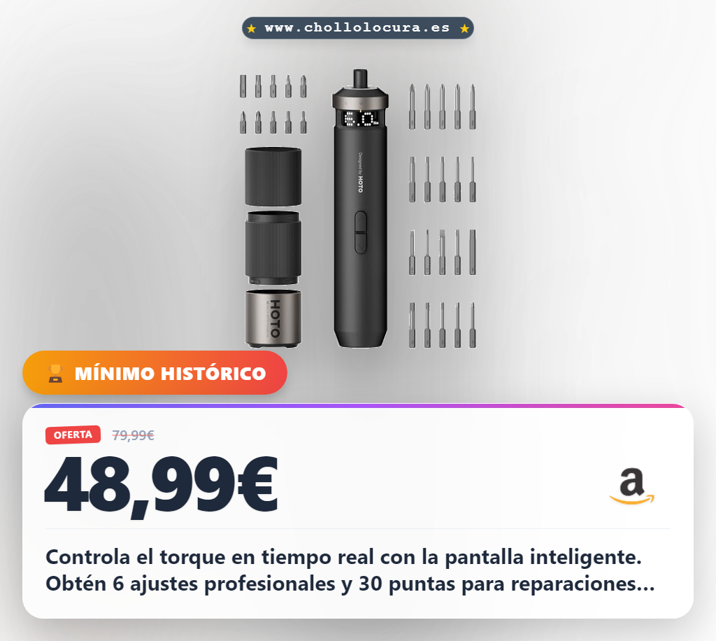Consigue el destornillador eléctrico inteligente con pantalla y 30 puntas para reparaciones precisas al mejor precio