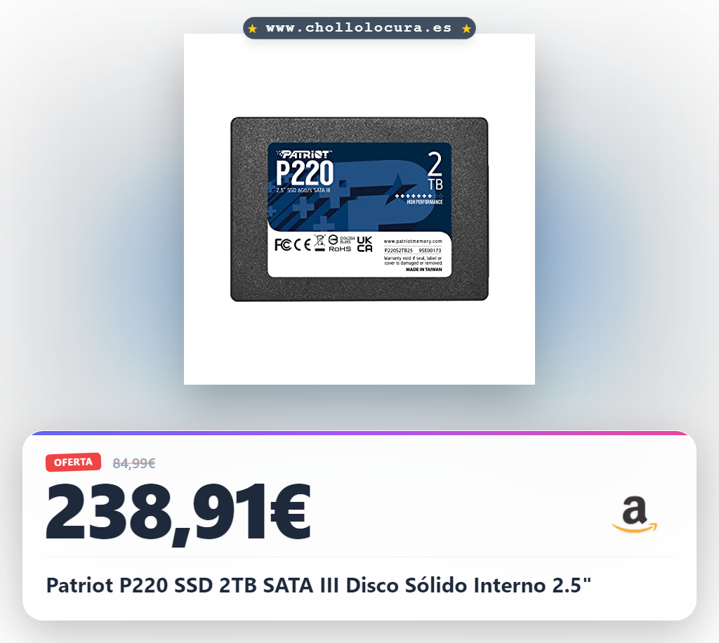 Patriot P220 SSD 2TB SATA III Disco Sólido Interno 2.5"