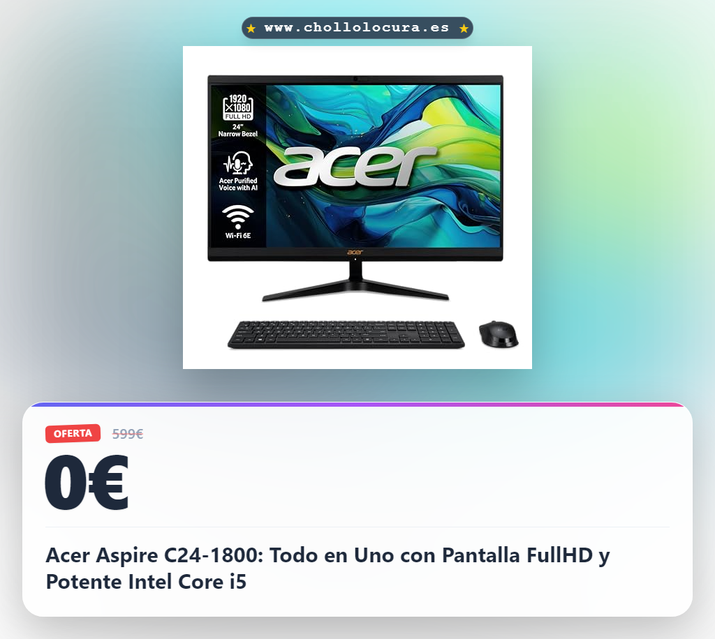 Acer Aspire C24-1800: Todo en Uno con Pantalla FullHD y Potente Intel Core i5