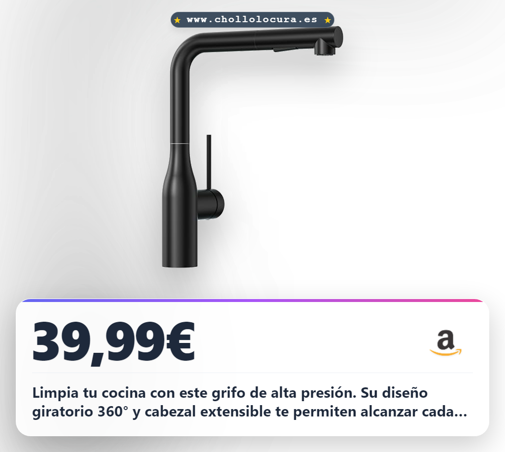 Aprovecha grifo de cocina extensible acero inoxidable 304 negro alta presión y fácil instalación al mejor precio