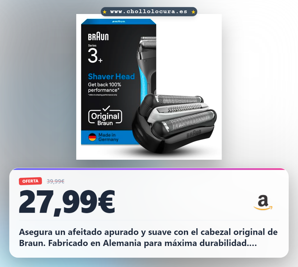Consigue el cabezal de recambio original Braun Series 3+ para afeitadora eléctrica en oferta