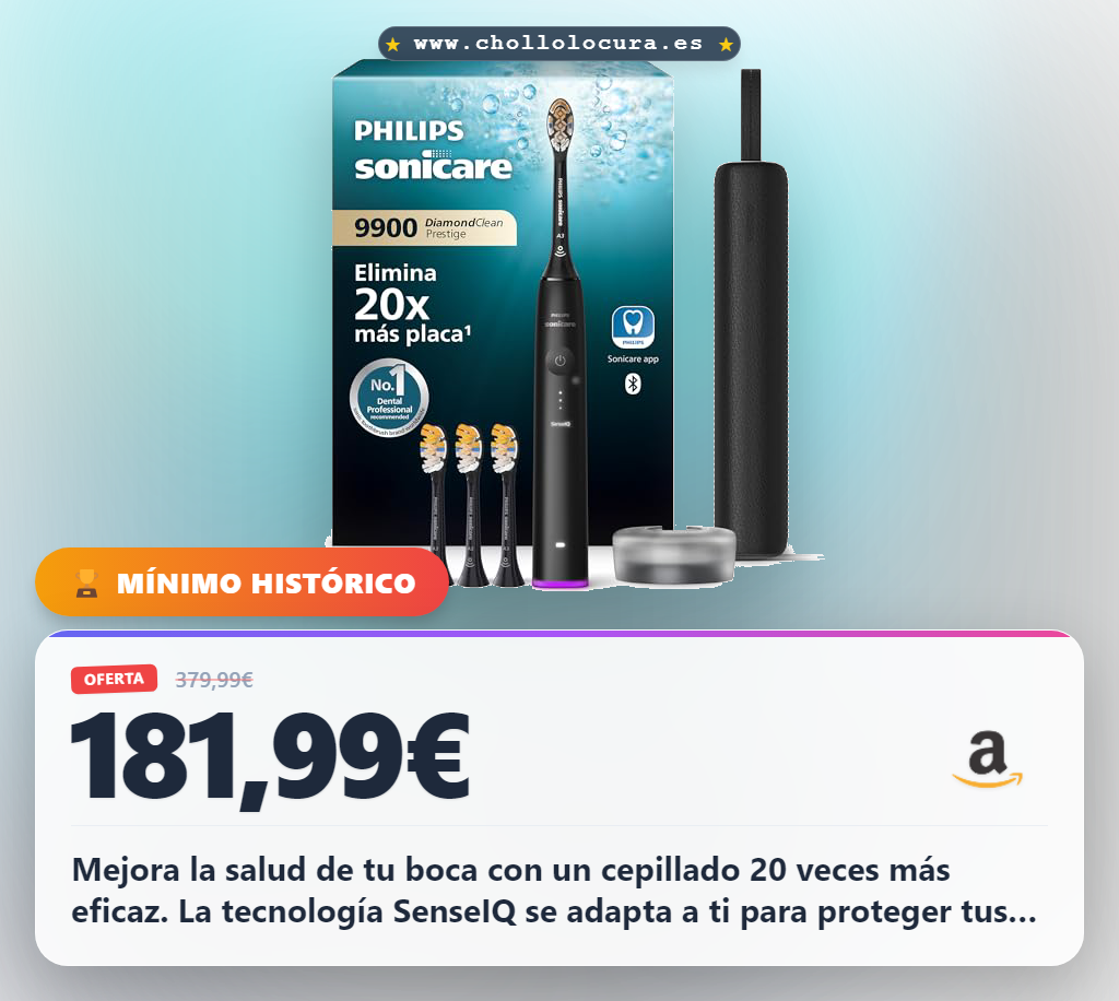 Aprovecha el cepillo dental eléctrico Philips Sonicare DiamondClean 9900 Prestige con SenseIQ y app en oferta histórica