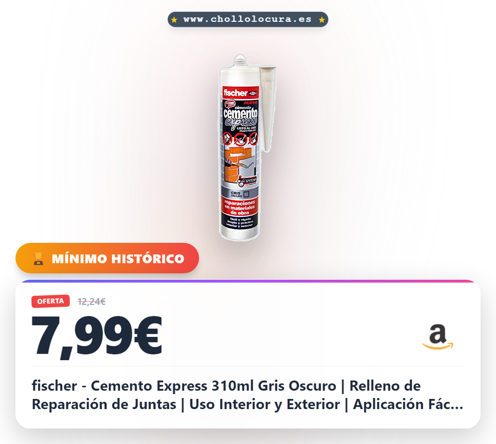 fischer - Cemento Express 310ml Gris Oscuro | Relleno de Reparación de Juntas | Uso Interior y Exterior | Aplicación Fácil con Pistola de Silicona | Resistente a la Lluvia (310 ml)