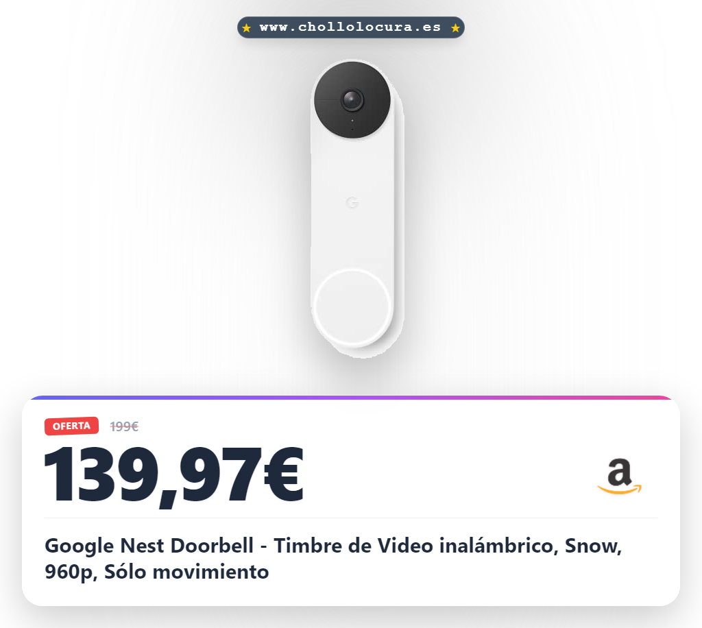 Consigue el timbre de video Google Nest inalámbrico con detección de movimiento y Smart Home en oferta