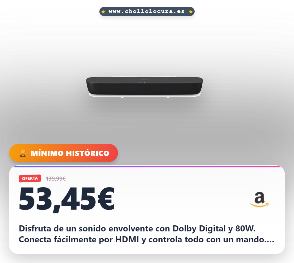 Aprovecha la barra de sonido Dolby Digital 80W con conexión HDMI y control remoto para un sonido envolvente