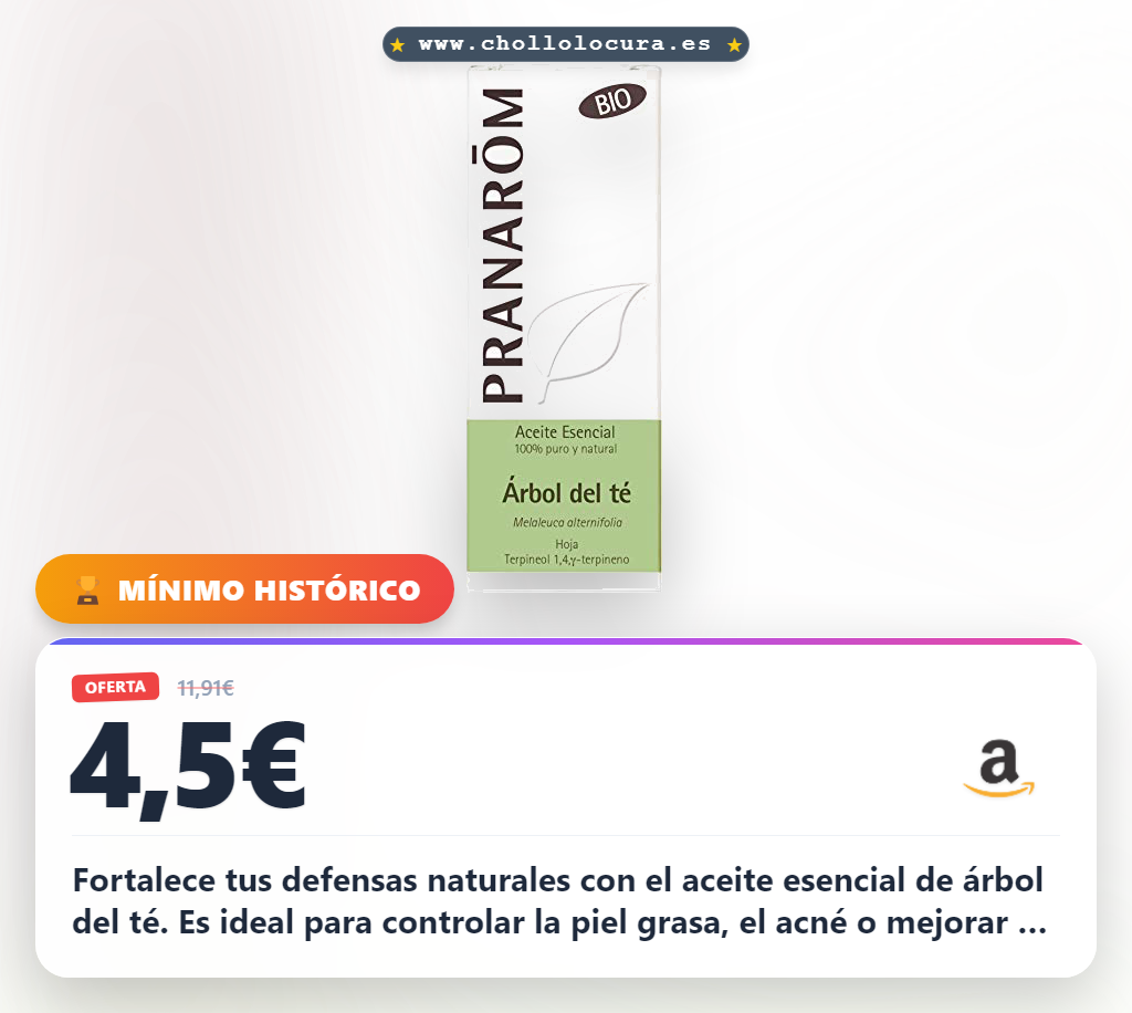 Aprovecha el aceite esencial de árbol del té puro para piel grasa y acné. Consigue el 100% natural PRANAROM a precio de chollo