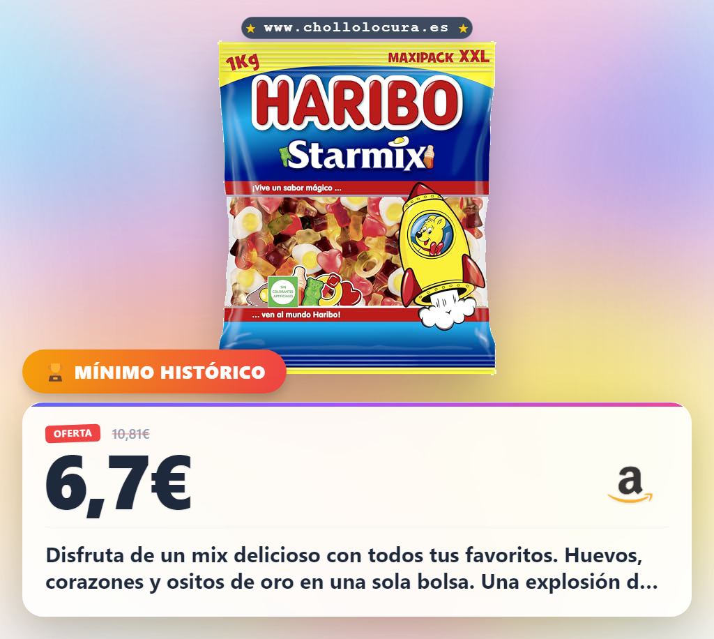 Aprovecha el mix de caramelos HARIBO Starmix con sabores y colores en oferta histórica