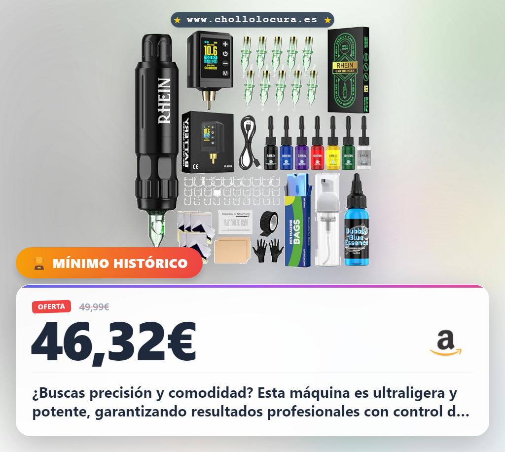 ¿Buscas precisión y comodidad? Esta máquina es ultraligera y potente, garantizando resultados profesionales con control de 0.1V. El kit completo incluye todo lo esencial para que empieces a tatuar hoy mismo. Disfruta de un flujo de trabajo optimizado sin fatiga.