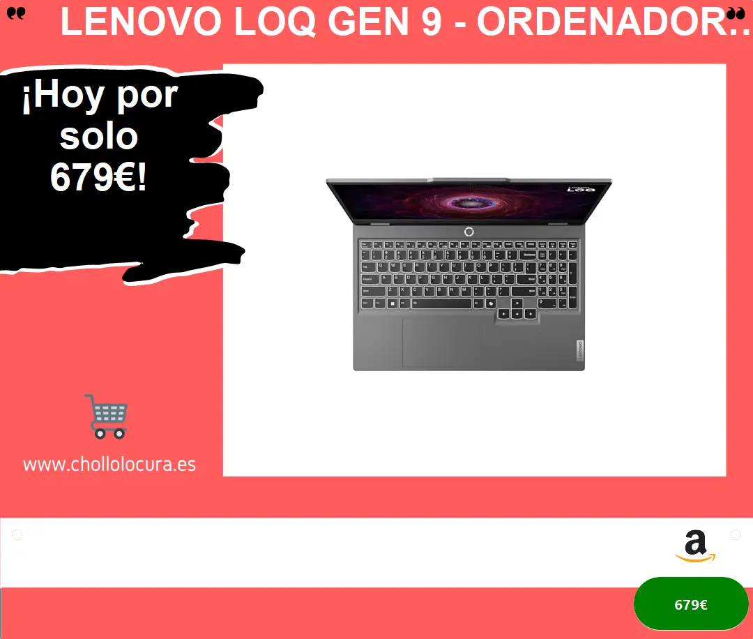 Lenovo LOQ Gen 9 - Ordenador Portátil Gaming IA 15.6" FHD, 144 Hz (AMD Ryzen 5 7235HS, NVIDIA GeForce RTX 3050, 24 GB RAM, 512 GB SSD, Wi-Fi 6, Sin Sistema Operativo) Teclado QWERTY Español - Gris