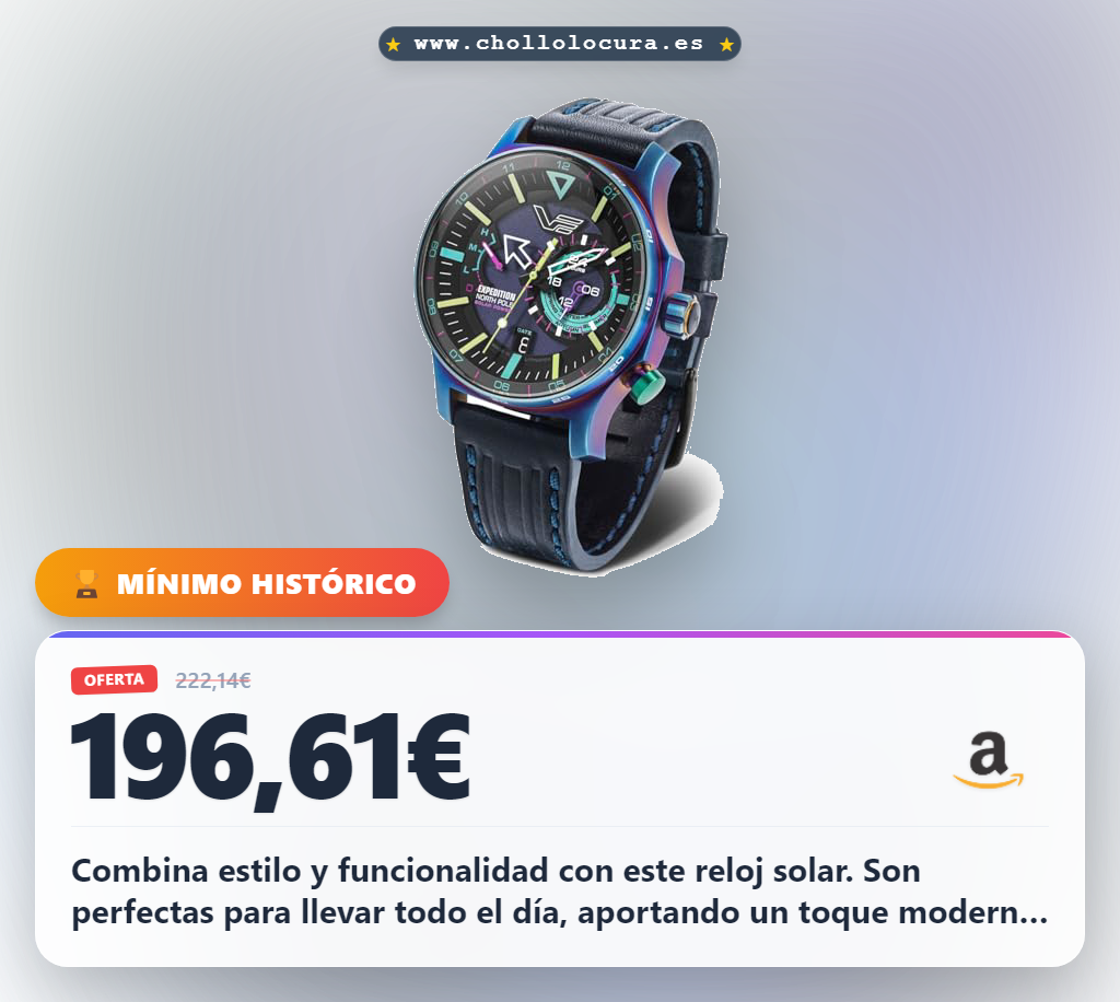 Aprovecha este reloj VOSTOK solar 24h con diseño moderno para viajes al mejor precio de oferta