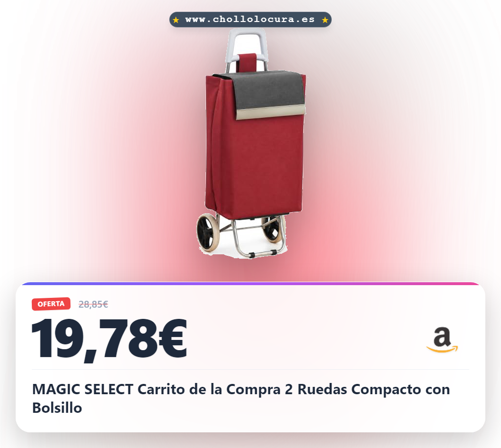 MAGIC SELECT Carrito de la Compra 2 Ruedas Compacto con Bolsillo