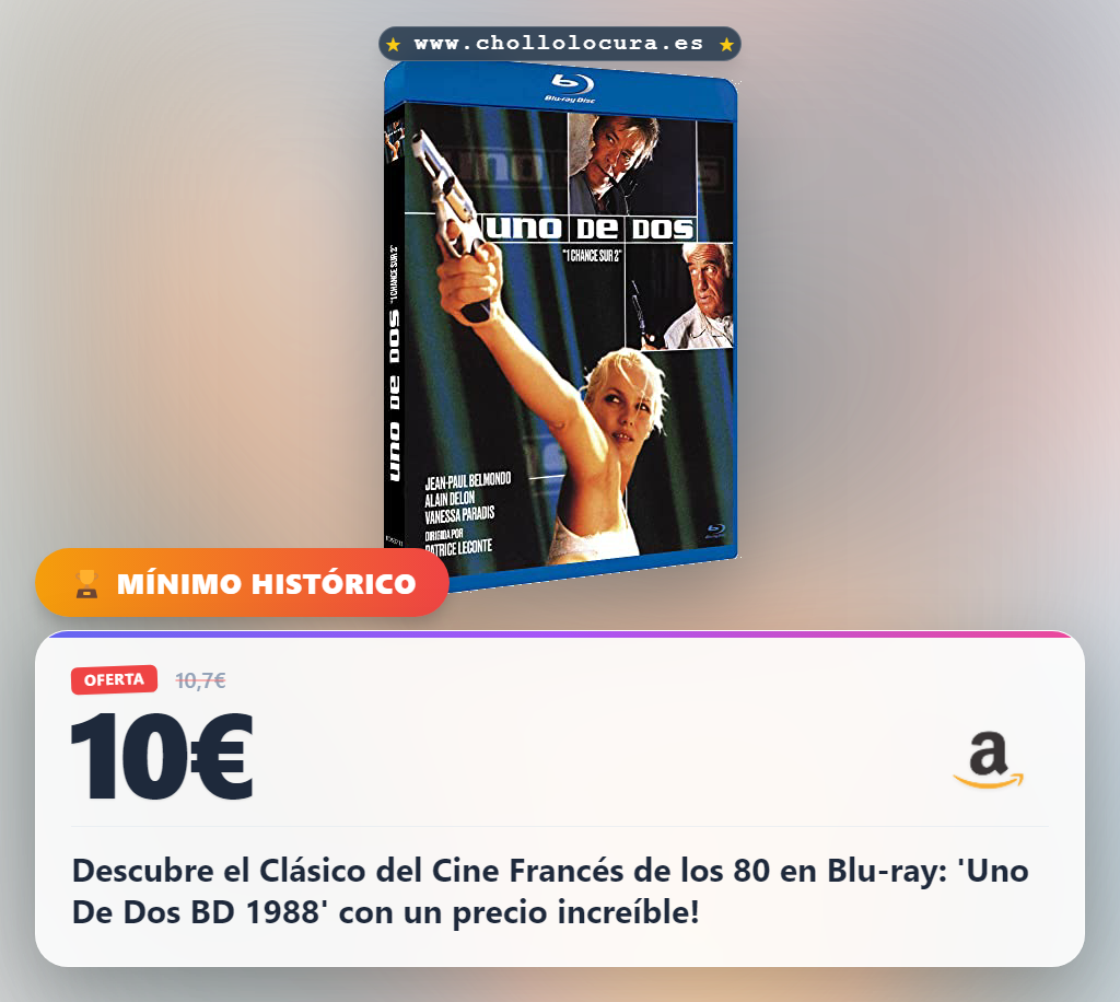 Consigue Uno De Dos BD 1988 en Blu-ray, el clásico del cine francés de los 80 a precio de chollo y oferta histórica en España