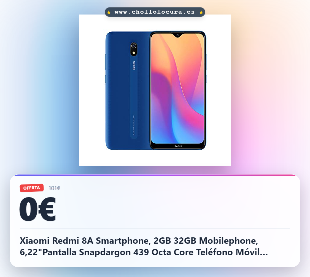 Xiaomi Redmi 8A Smartphone, 2GB 32GB Mobilephone, 6,22"Pantalla Snapdargon 439 Octa Core Teléfono Móvil 5000mAh 12MP AI Tipo Cámara Trasera 8MP Cámara Frontal,Versión Global (Azul)