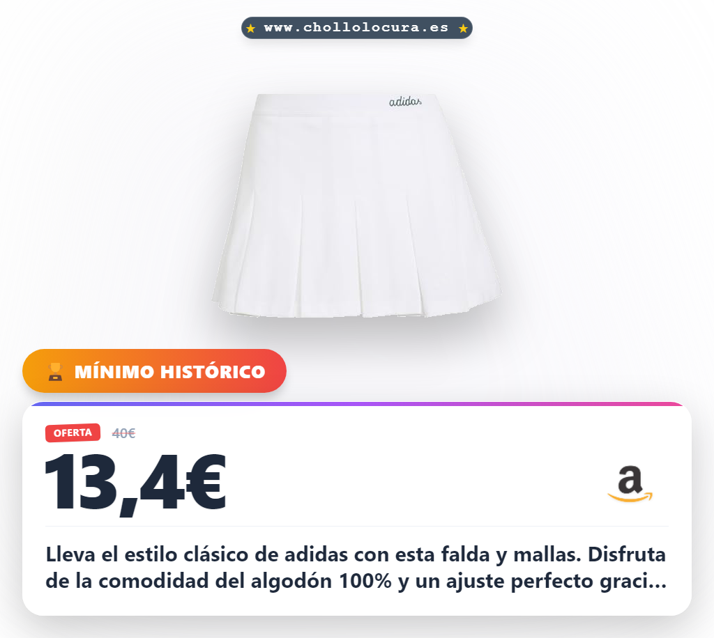 Aprovecha la falda adidas Donna Colorpop con mallas interiores de algodón y piqué en oferta histórica