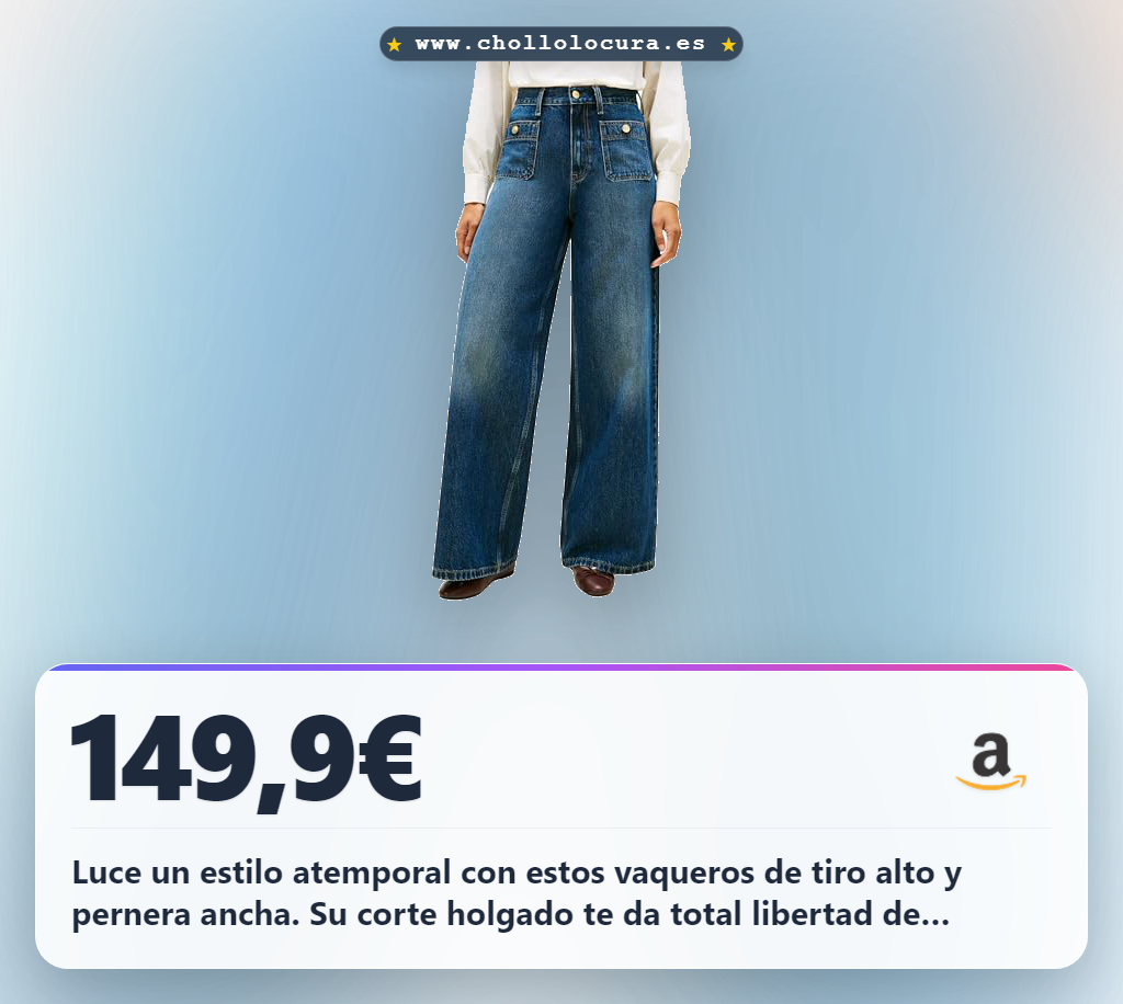 Luce un estilo atemporal con estos vaqueros de tiro alto y pernera ancha. Su corte holgado te da total libertad de movimiento y un ajuste perfecto. Son súper cómodos y perfectos para llevar a diario.