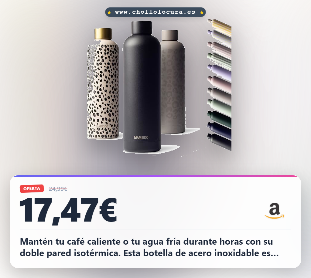Obtén tu botella térmica de acero inoxidable 500 ml con doble pared y cierre hermético al mejor precio del año en oferta histórica en España