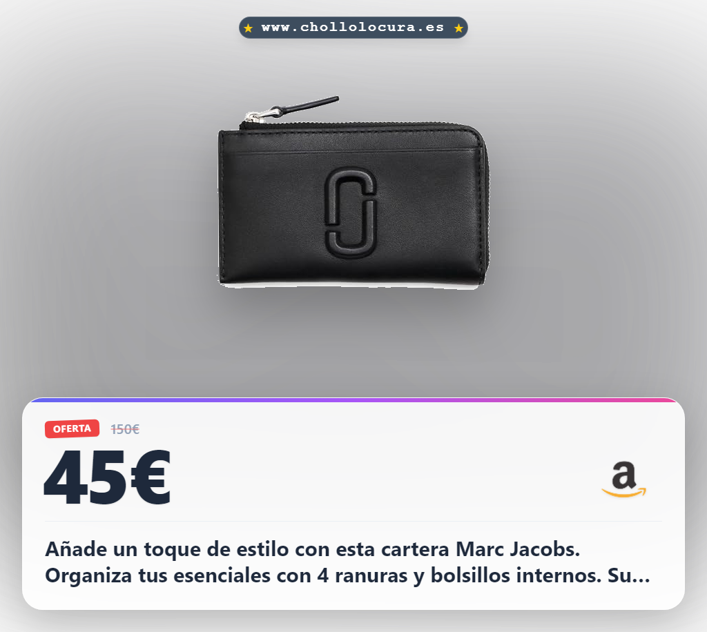 Añade un toque de estilo con esta cartera Marc Jacobs. Organiza tus esenciales con 4 ranuras y bolsillos internos. Su diseño elegante y cierre seguro te acompaña a donde vayas.