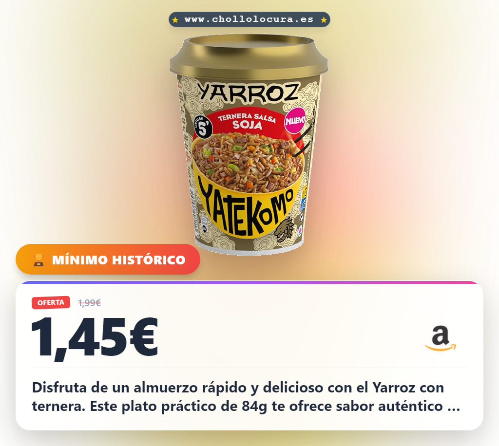 Aprovecha el Yarroz con ternera y salsa de soja de Gallina Blanca en vaso 84g al mejor precio