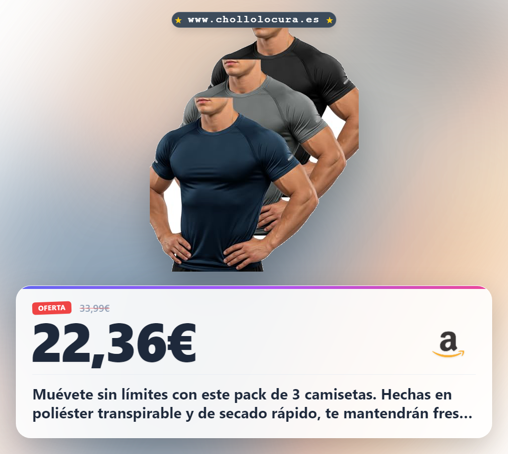 Aprovecha el pack de 3 camisetas hombre manga corta transpirables para running y gym. Colores azul marino, gris y negro. Talla XXL.
