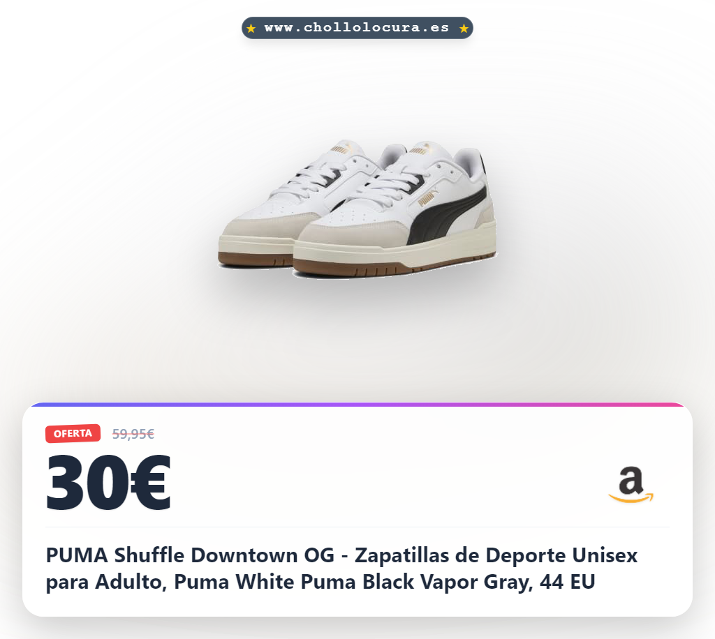 Llévate las PUMA Shuffle Downtown OG en White/Black/Gray Talla 44 EU: Comodidad y diseño al mejor precio.