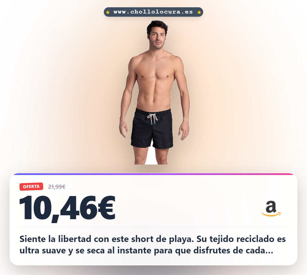 Ahorra en el short de playa ARENA hombre con tejido reciclado y secado rápido en oferta histórica para la piscina al mejor precio del año