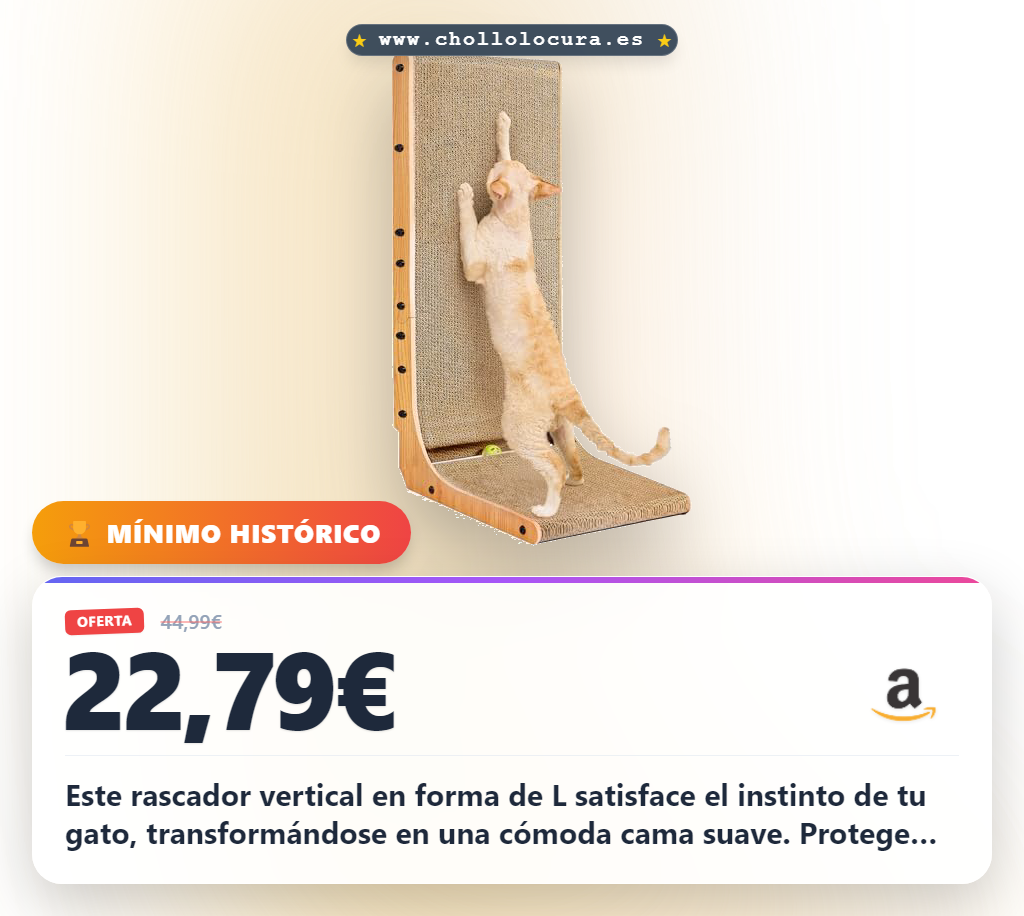 Aprovecha este rascador de gatos vertical extra grande en cartón ondulado con cascabel y protector sofá al mejor precio del año