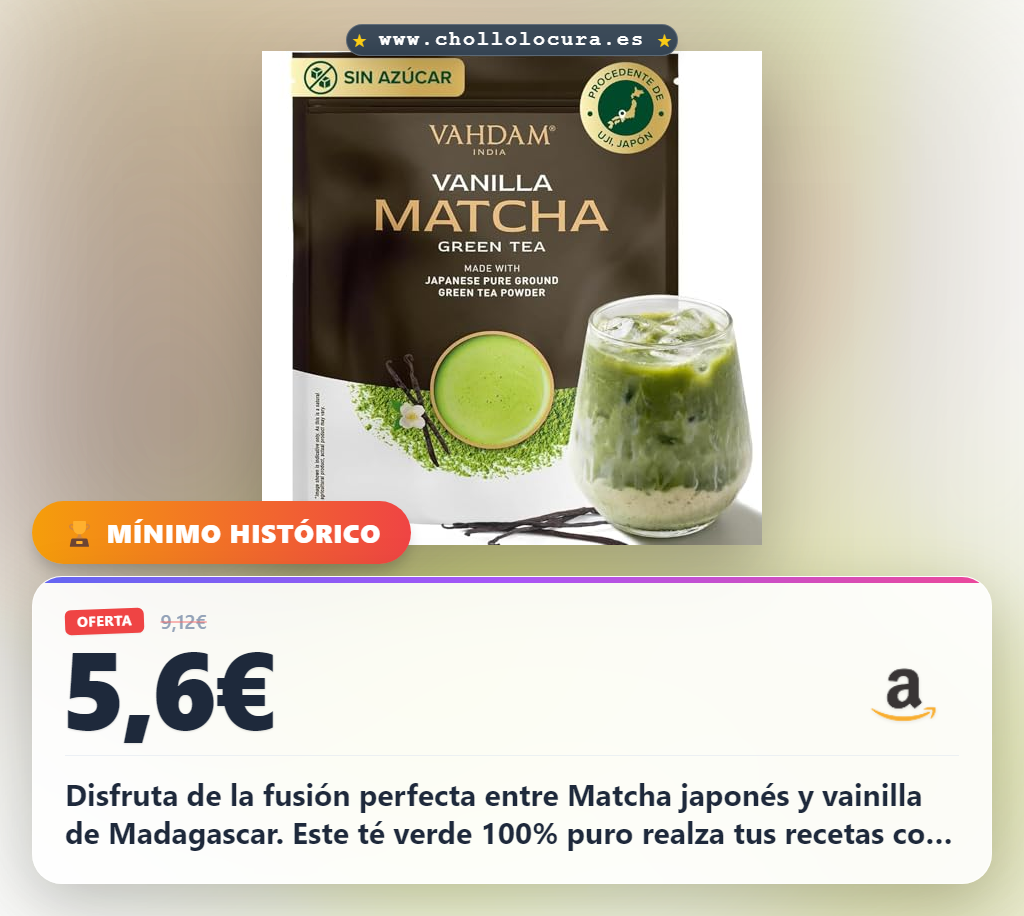 Aprovecha el Matcha Uji y Vainilla de Madagascar en oferta: té verde japonés premium para Latte y Té