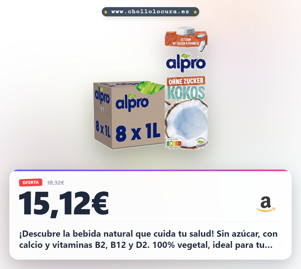 Alpro Bebida Vegetal de Coco sin Azúcar 8x1L