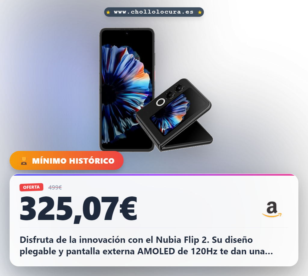 Logra el ZTE Nubia Flip 2 5G plegable con IA y doble pantalla AMOLED 120Hz en oferta histórica para disfrutar hoy mismo al mejor precio.