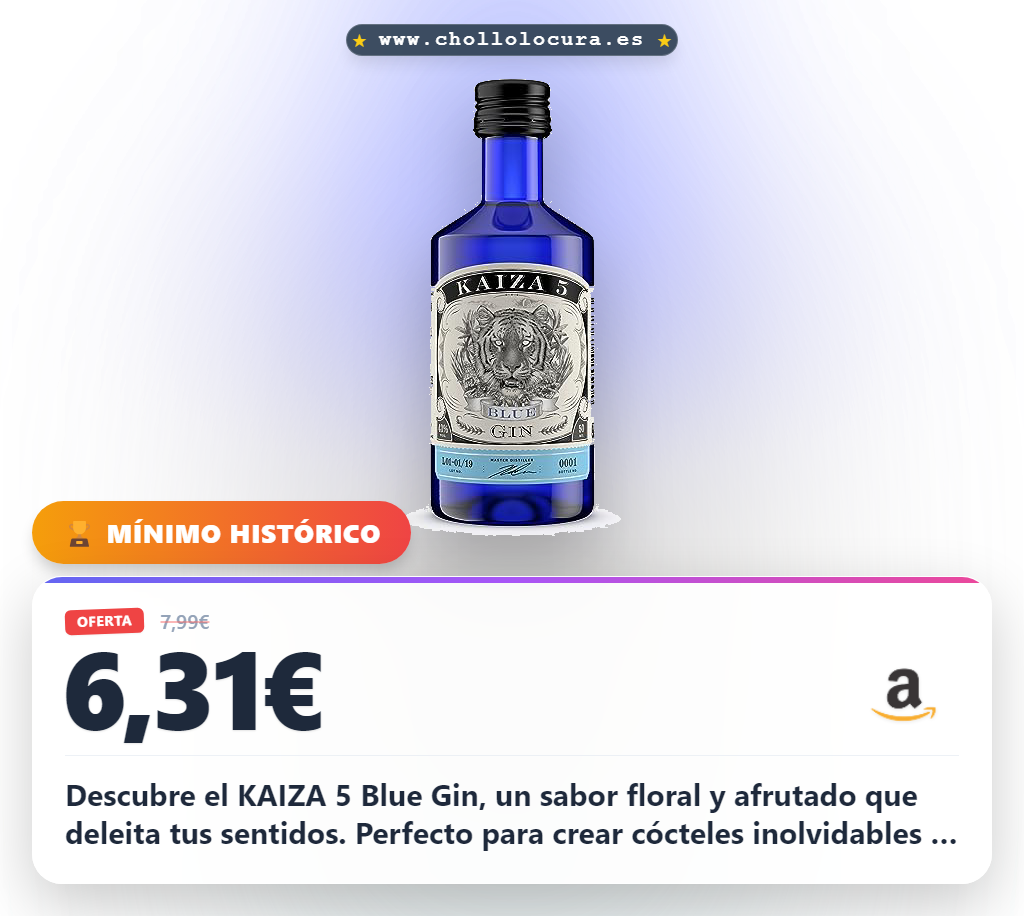 Aprovecha el Gin KAIZA 5 Blue de Sudáfrica con notas florales y afrutadas al mejor precio