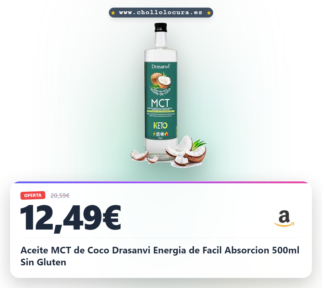 Aceite MCT de Coco Drasanvi Energia de Facil Absorcion 500ml Sin Gluten