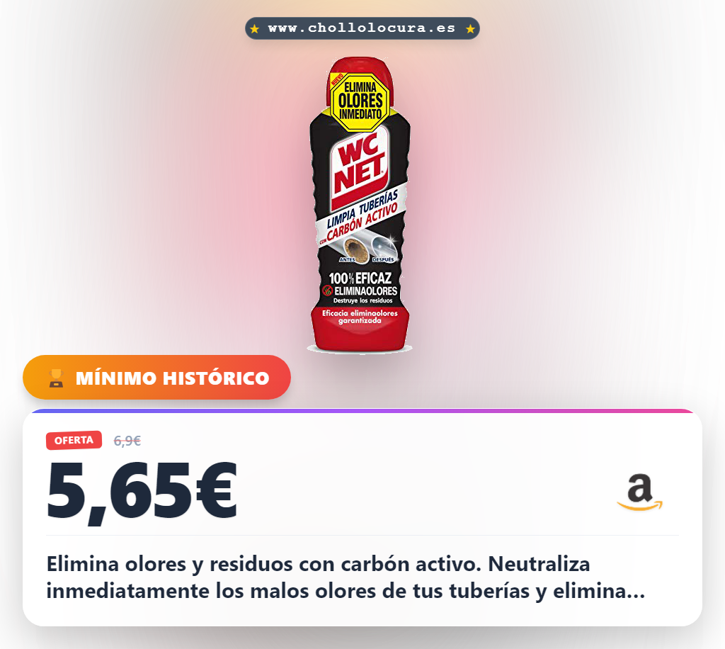 Aprovecha WC Net Limpia con carbón activo para eliminar malos olores y residuos de las tuberías al mejor precio